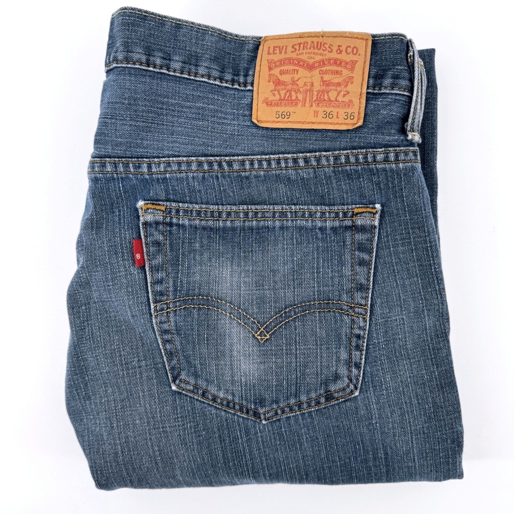 Levi's 569 Loose Straight Leg Jeans Men 38x35 Blue Denim Medium Wash Relaxed Fit